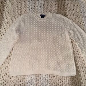 Karen Scott white loose Cable Knit Sweater medium